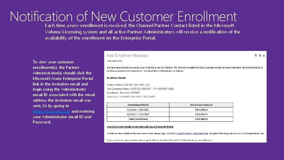 Notification of New Customer Enrollment Each time a new enrollment is received, the Channel Notification of New Customer Enrollment Each time a new enrollment is received, the Channel
