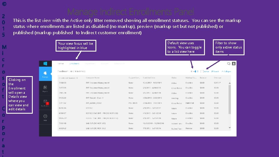 This is the list view with the Active only filter removed showing all enrollment This is the list view with the Active only filter removed showing all enrollment