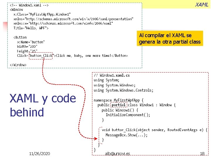 XAML Al compilar el XAML se genera la otra partial class XAML y code