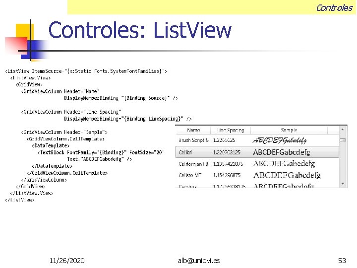 Controles: List. View 11/26/2020 alb@uniovi. es 53 