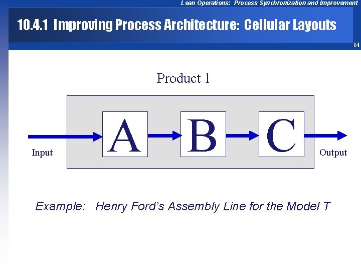 Lean Operations: Process Synchronization and Improvement 10. 4. 1 Improving Process Architecture: Cellular Layouts