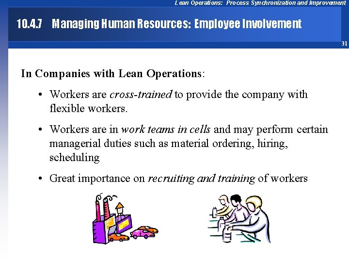 Lean Operations: Process Synchronization and Improvement 10. 4. 7 Managing Human Resources: Employee Involvement