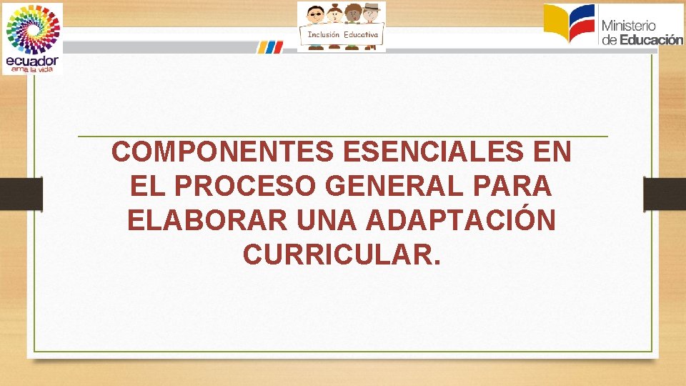 COMPONENTES ESENCIALES EN EL PROCESO GENERAL PARA ELABORAR UNA ADAPTACIÓN CURRICULAR. 