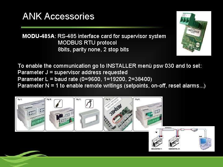 ANK Accessories MODU-485 A: RS-485 interface card for supervisor system MODBUS RTU protocol 8