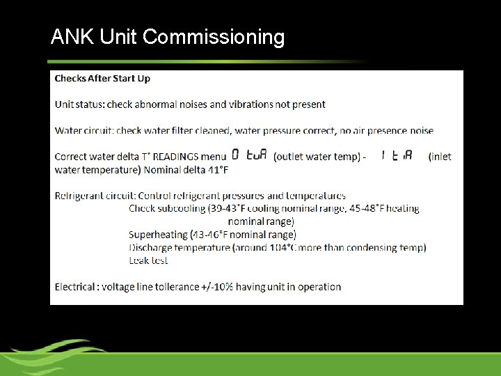 ANK Unit Commissioning 