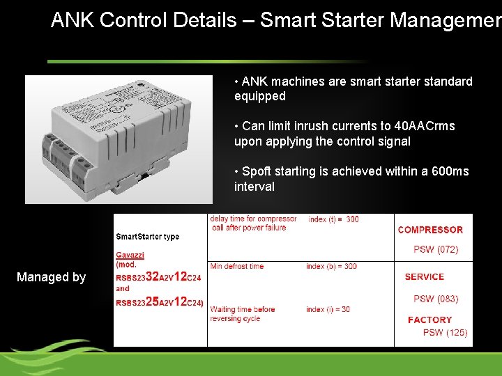 ANK Control Details – Smart Starter Managemen • ANK machines are smart starter standard