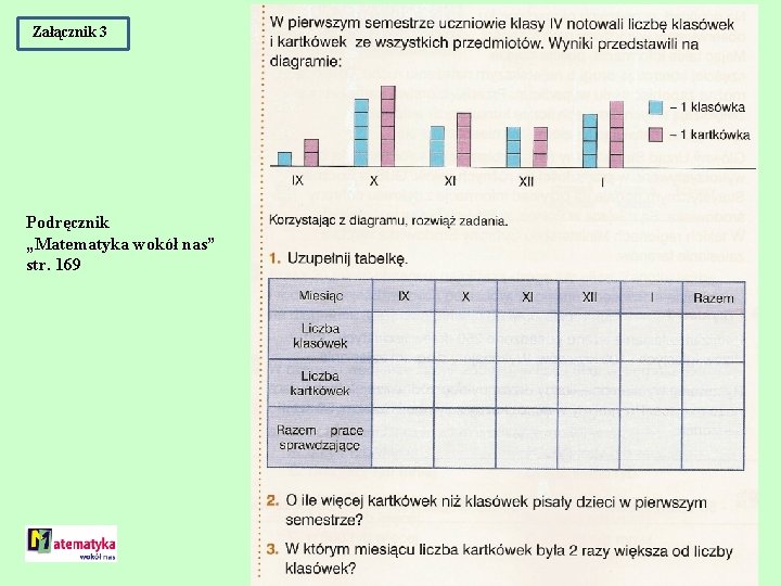 Załącznik 3 Podręcznik „Matematyka wokół nas” str. 169 