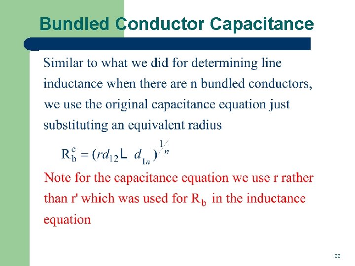 Bundled Conductor Capacitance 22 