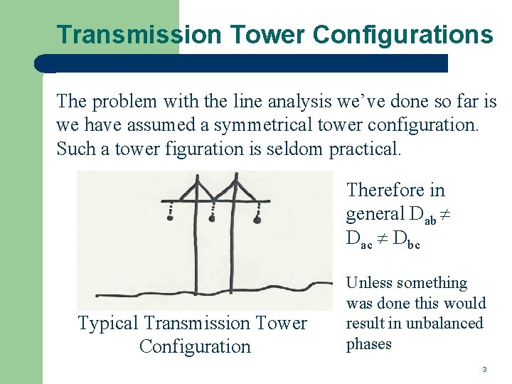 Transmission Tower Configurations The problem with the line analysis we’ve done so far is