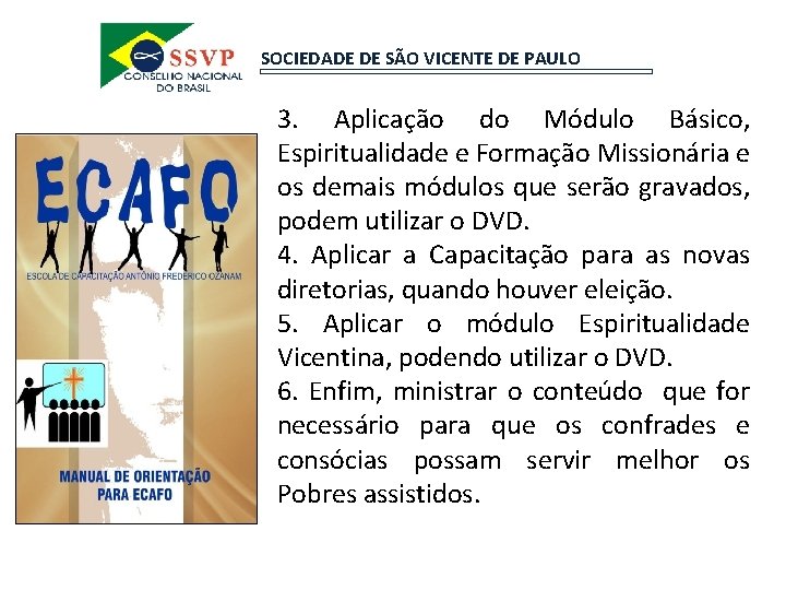 SOCIEDADE DE SÃO VICENTE DE PAULO 3. Aplicação do Módulo Básico, Espiritualidade e Formação