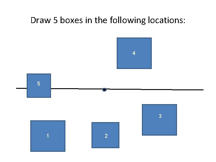 Draw 5 boxes in the following locations: 4 5 3 1 2 