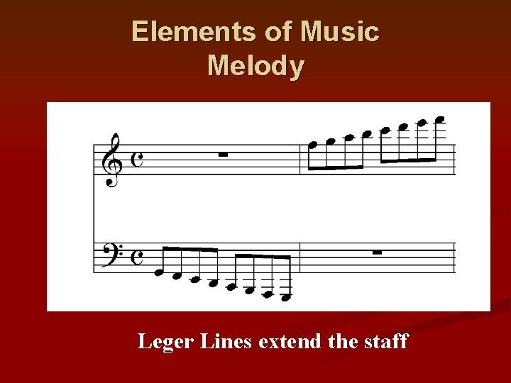 Elements of Music Melody Leger Lines extend the staff 