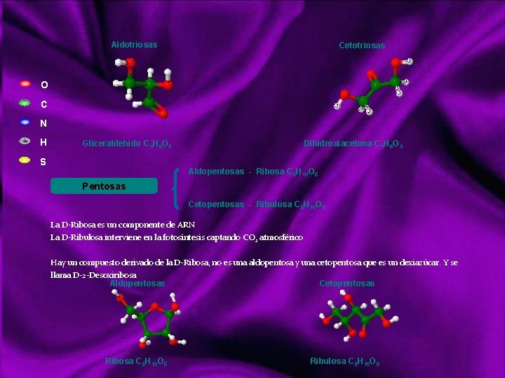 Aldotriosas Cetotriosas O C N H Gliceraldehido C 3 H 6 O 3 S