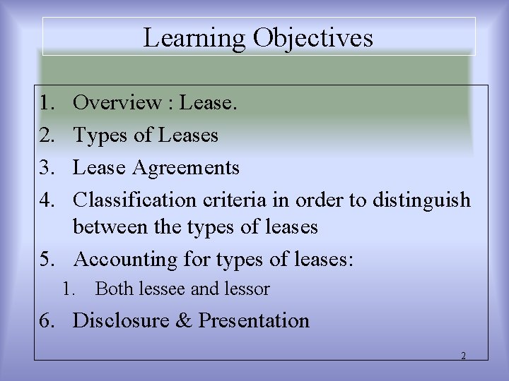 ACCOUNTING FOR LEASES CHAPTER 15 LEASES Learning Objectives