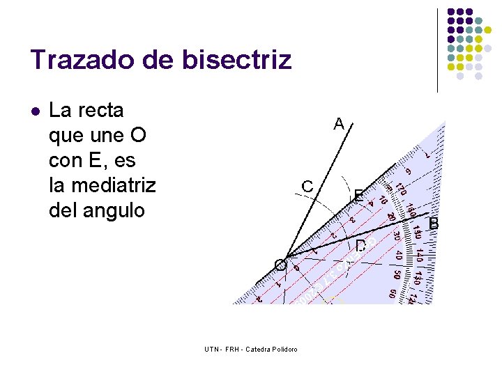 Trazado de bisectriz l La recta que une O con E, es la mediatriz