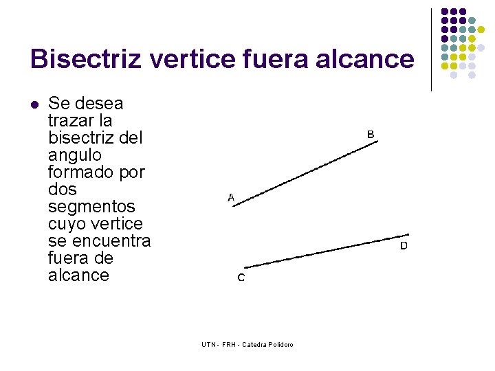 Bisectriz vertice fuera alcance l Se desea trazar la bisectriz del angulo formado por