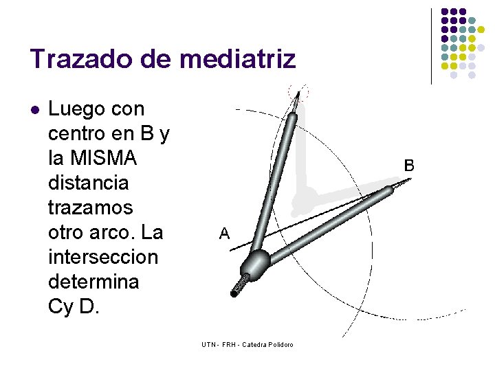 Trazado de mediatriz l Luego con centro en B y la MISMA distancia trazamos
