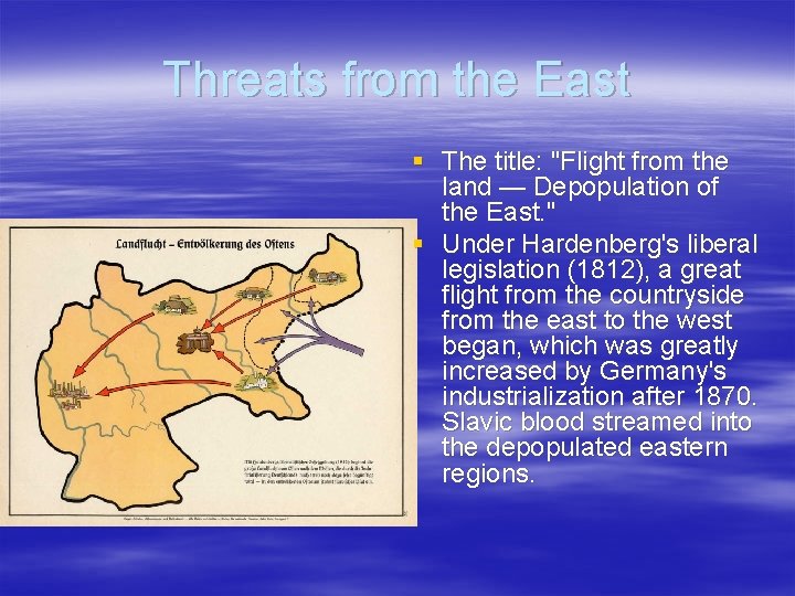 Threats from the East § The title: "Flight from the land — Depopulation of