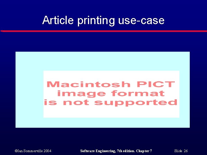 Article printing use-case ©Ian Sommerville 2004 Software Engineering, 7 th edition. Chapter 7 Slide
