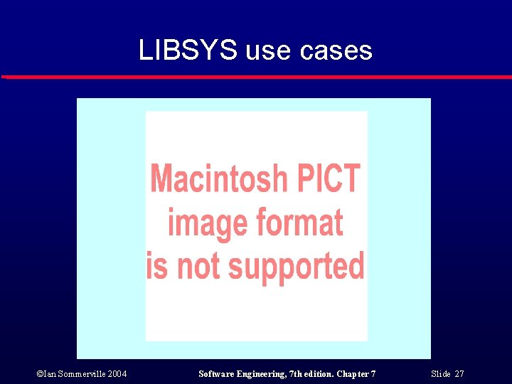 LIBSYS use cases ©Ian Sommerville 2004 Software Engineering, 7 th edition. Chapter 7 Slide