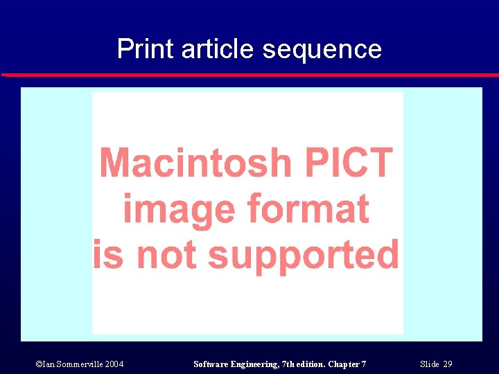 Print article sequence ©Ian Sommerville 2004 Software Engineering, 7 th edition. Chapter 7 Slide