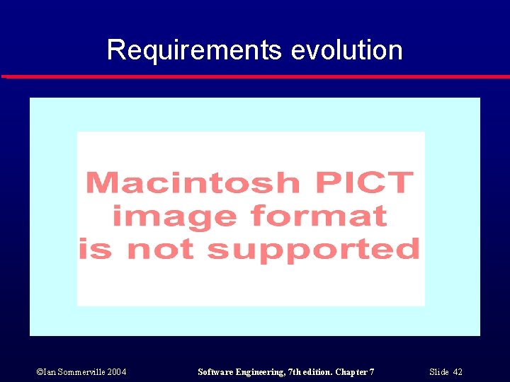 Requirements evolution ©Ian Sommerville 2004 Software Engineering, 7 th edition. Chapter 7 Slide 42