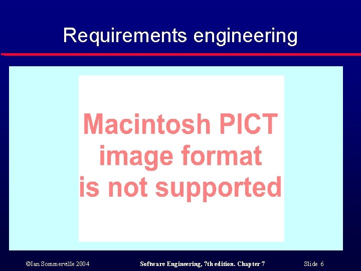 Requirements engineering ©Ian Sommerville 2004 Software Engineering, 7 th edition. Chapter 7 Slide 6