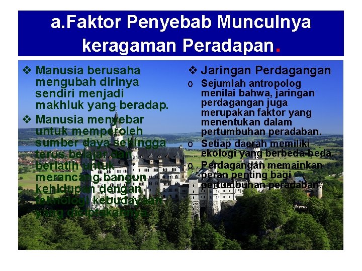 a. Faktor Penyebab Munculnya keragaman Peradapan. v Manusia berusaha mengubah dirinya sendiri menjadi makhluk