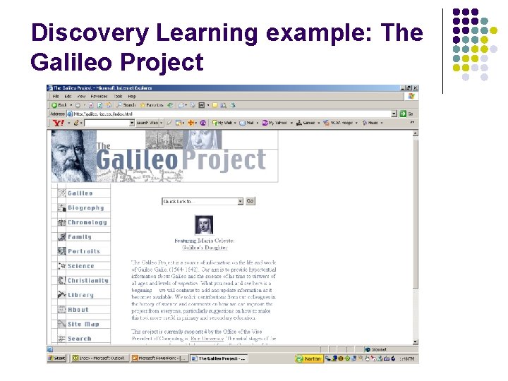 Discovery Learning example: The Galileo Project 
