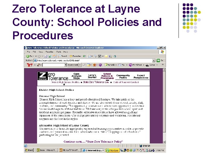 Zero Tolerance at Layne County: School Policies and Procedures 