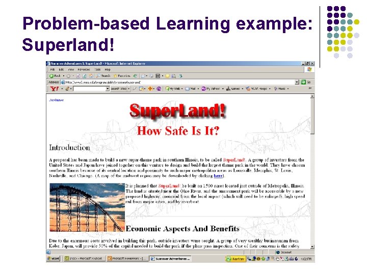 Problem-based Learning example: Superland! 