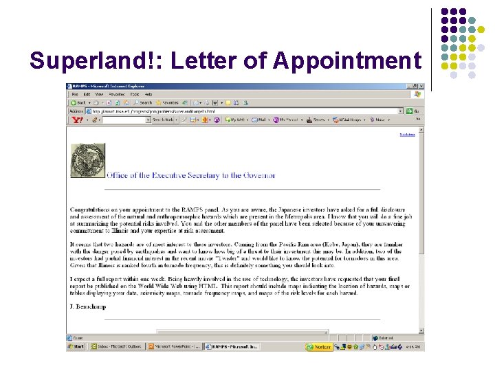 Superland!: Letter of Appointment 