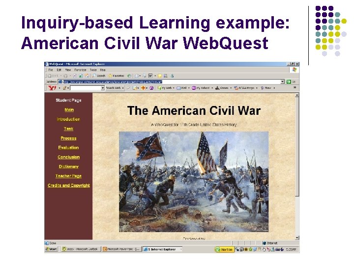 Inquiry-based Learning example: American Civil War Web. Quest 