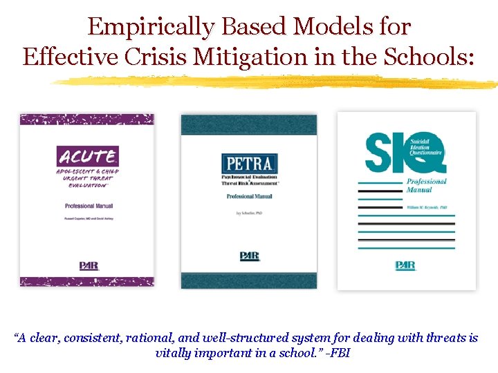 Empirically Based Models for Effective Crisis Mitigation in the Schools: “A clear, consistent, rational,