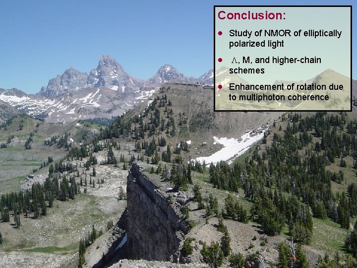 Conclusion: · Study of NMOR of elliptically polarized light · , M, and higher-chain