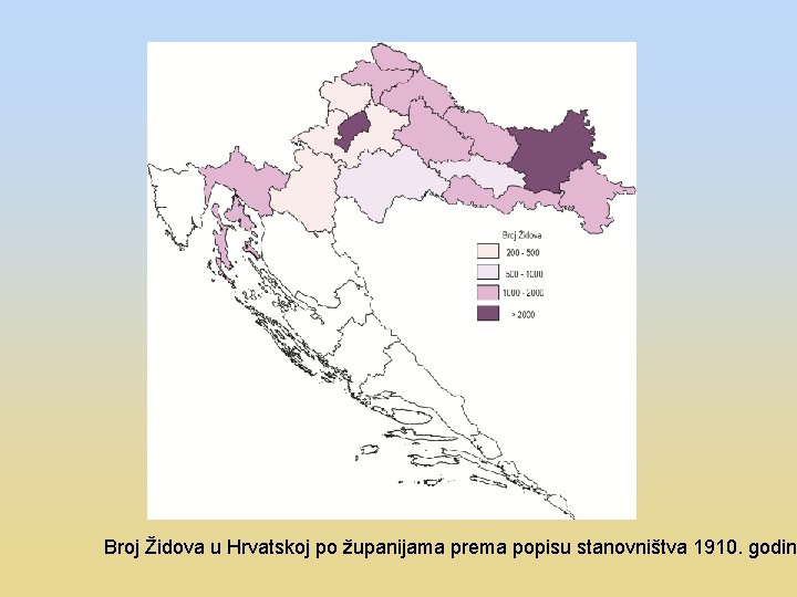  Broj Židova u Hrvatskoj po županijama prema popisu stanovništva 1910. godin 