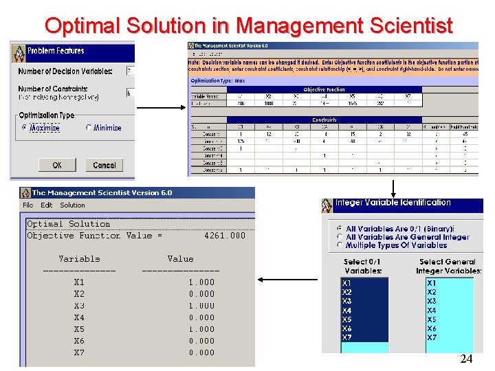 Optimal Solution in Management Scientist 24 