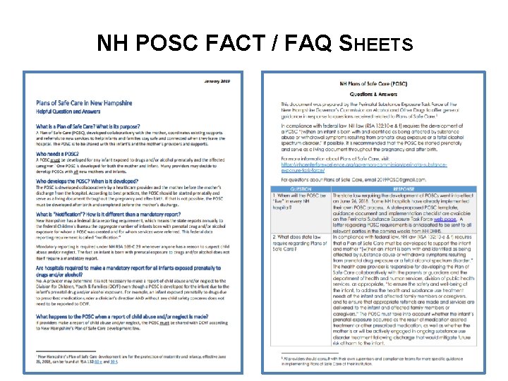 NH POSC FACT / FAQ SHEETS 