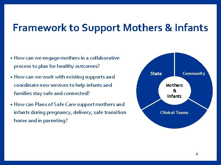 Framework to Support Mothers & Infants • How can we engage mothers in a