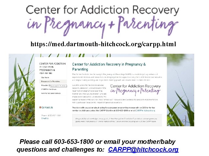 https: //med. dartmouth-hitchcock. org/carpp. html Please call 603 -653 -1800 or email your mother/baby