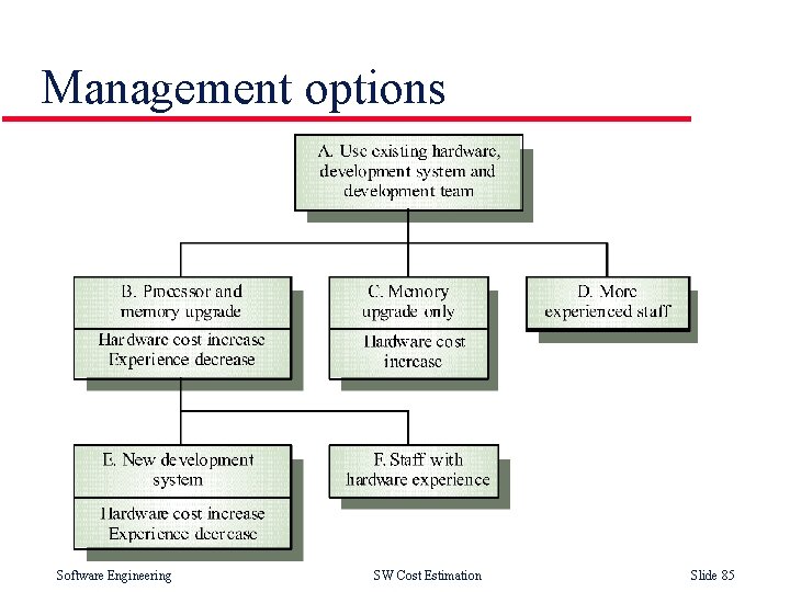 Management options Software Engineering SW Cost Estimation Slide 85 