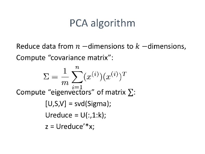 PCA algorithm • 