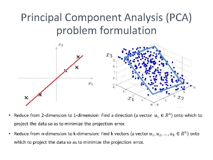  • Principal Component Analysis (PCA) problem formulation 