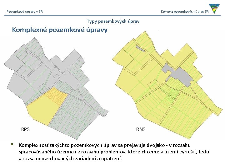 Pozemkové úpravy v SR Komora pozemkových úprav SR Typy pozemkových úprav Komplexné pozemkové úpravy