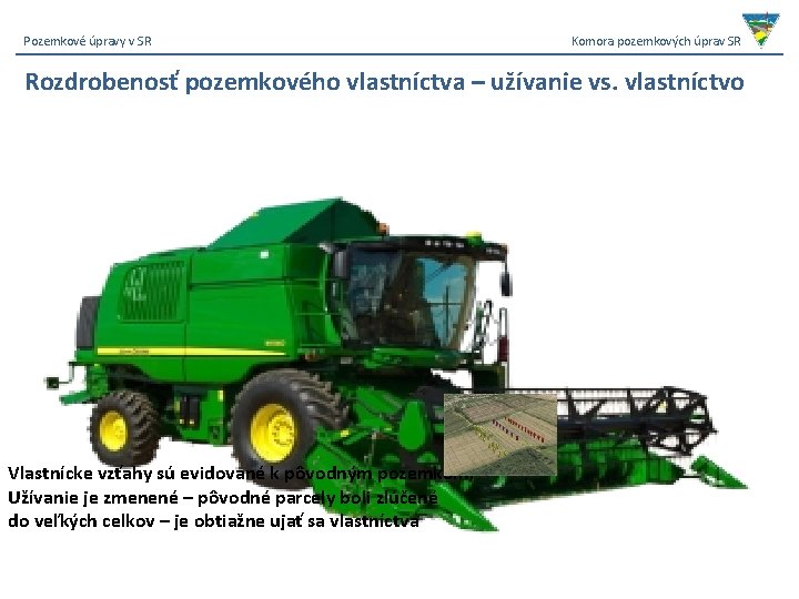 Pozemkové úpravy v SR Komora pozemkových úprav SR Rozdrobenosť pozemkového vlastníctva – užívanie vs.