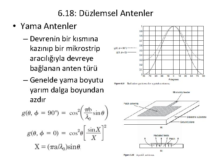 6. 18: Düzlemsel Antenler • Yama Antenler – Devrenin bir kısmına kazınıp bir mikrostrip