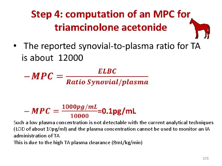 Step 4: computation of an MPC for triamcinolone acetonide • Such a low plasma