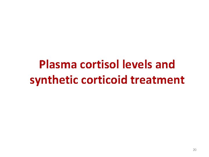 Plasma cortisol levels and synthetic corticoid treatment 20 