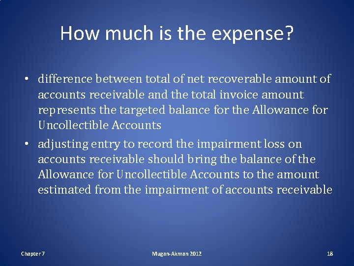 How much is the expense? • difference between total of net recoverable amount of