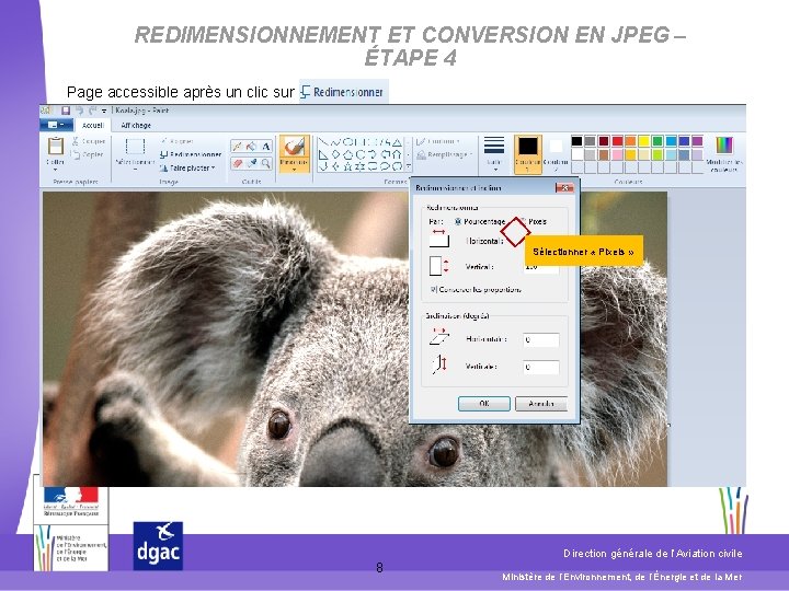 REDIMENSIONNEMENT ET CONVERSION EN JPEG – ÉTAPE 4 Page accessible après un clic sur REDIMENSIONNEMENT ET CONVERSION EN JPEG – ÉTAPE 4 Page accessible après un clic sur